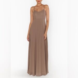 Show Me Your Mumu NWT‎ Faith Maxi Dress Soft Beige Chiffon Size M Bridesmaid